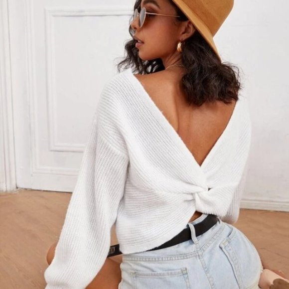 SHEIN Sweaters - Shein Twist V Back Sweater